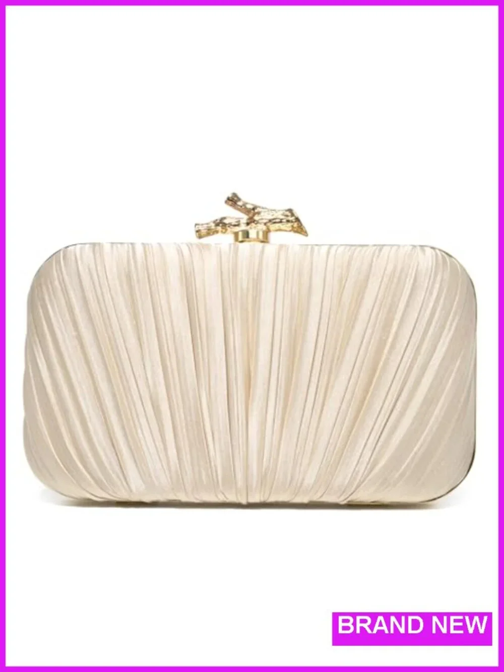 Satin Clutch Purse with Clasp Closure, Detachable Chain Strap, Wedding Formal